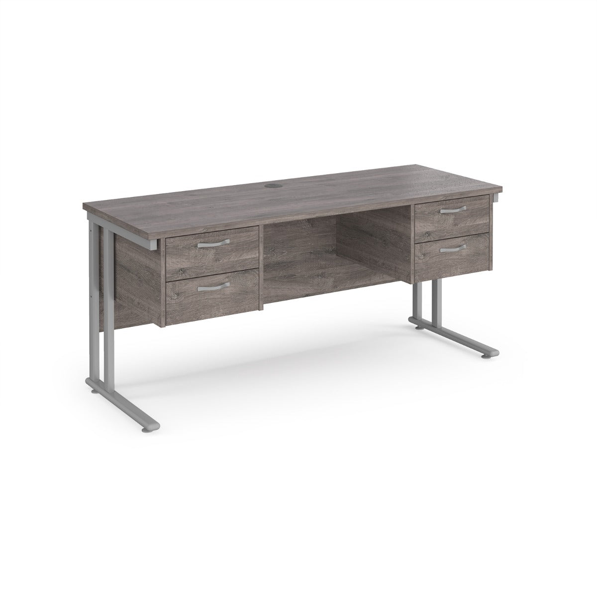 Maestro 600mm Deep Straight Cantilever Leg Office Desk with Two and Two Drawer Pedestal
